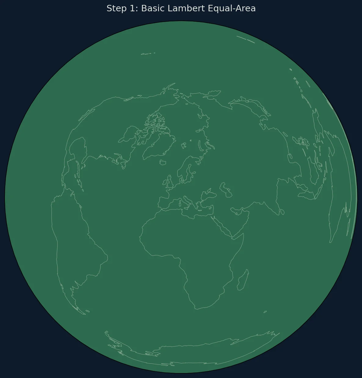 Basic Lambert Equal-Area world map with circular boundary