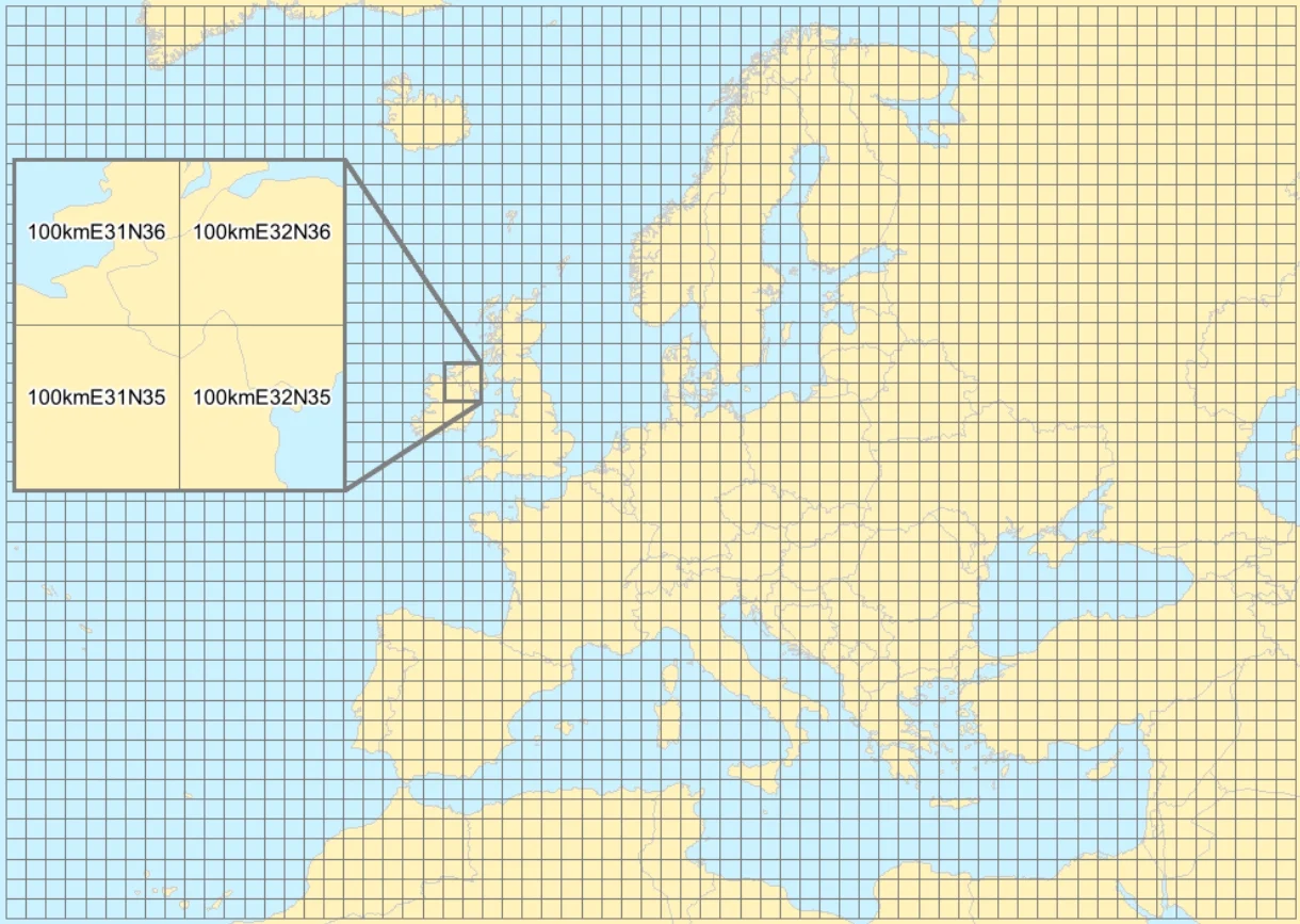 European Environment Agency reference grid based on ETRS89-LAEA projection